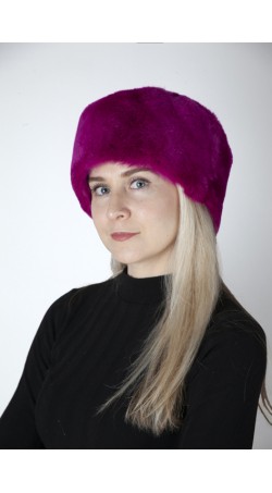 Cappello pelliccia in rex fucsia